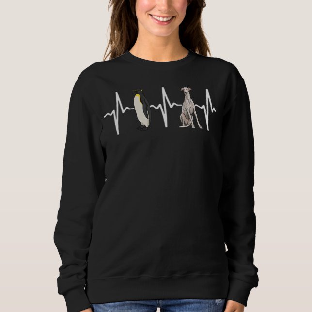 Emperor Penguin Greyhound Heartslag Hund T Shirt (Framsida)