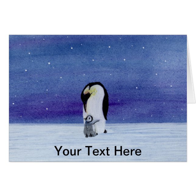 Emperor Penguin Hälsningskort (Framsidan Horizontal)