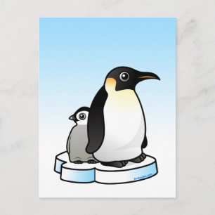Emperor Penguin med Chick Vykort