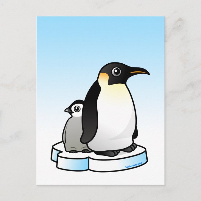 Emperor Penguin med Chick Vykort (Framsida)