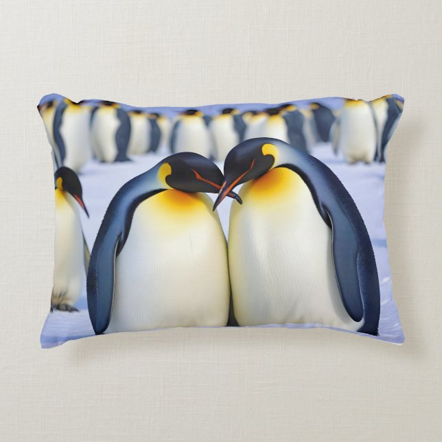 Emperor Penguins Animal Nature Wildlife Affection Prydnadskudde (Framsidan)