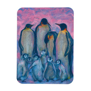Emperor Penguins, fågelföräldrar och barn i Antark Magnet