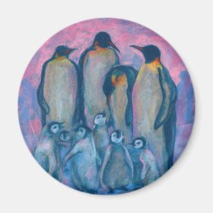 Emperor Penguins, fågelföräldrar och barn i Antark Magnet