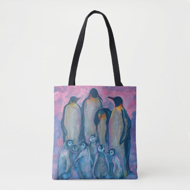 Emperor Penguins, fågelföräldrar och barn i Antark Tygkasse (Framsida)