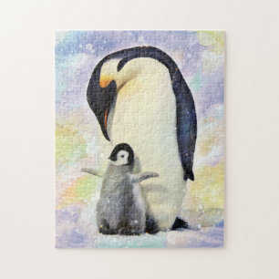 Emperor Penguins med Baby Chick Pussel