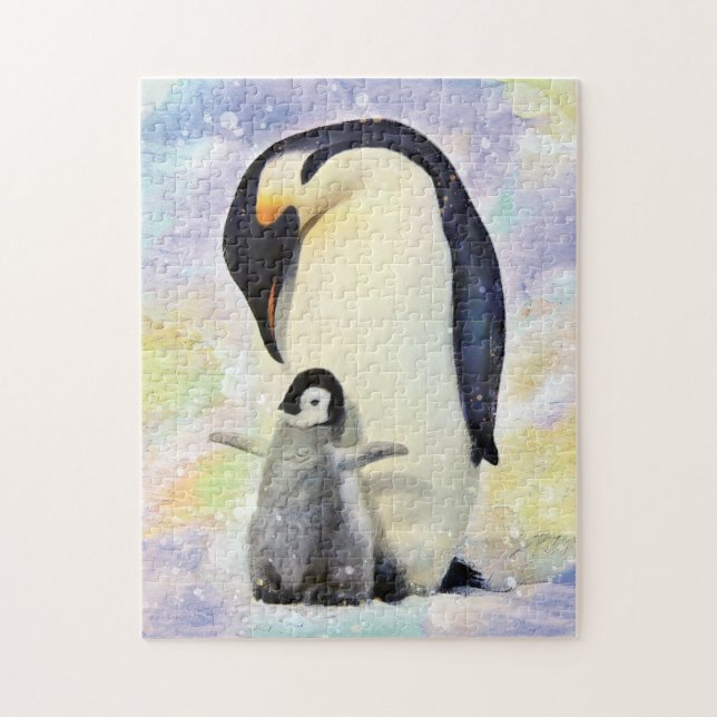 Emperor Penguins med Baby Chick Pussel (Vertikal)
