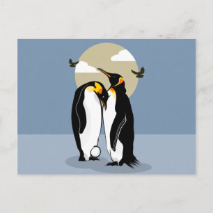 Emperor Penguins with Egg Vykort