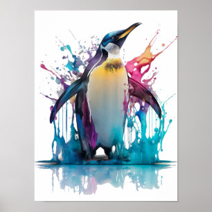 Emperorpenguin i färgad stänk poster