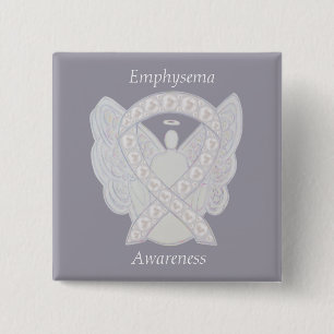 Emphysema Awareness Angel Pearl Ribbon Anpassnings Knapp