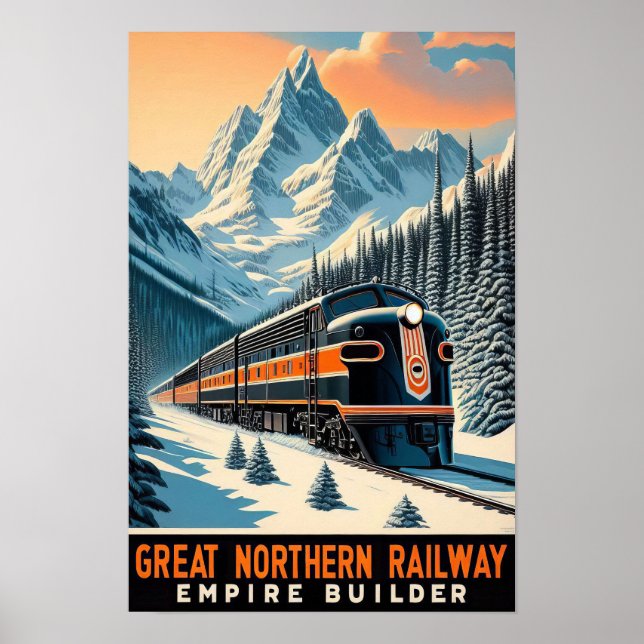 Empire Builder Vintage Tåg Poster (Framsidan)