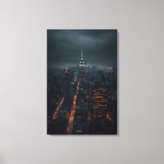 Empire Glow – Cinematic Night Skyline Canvastryck (Framsida)