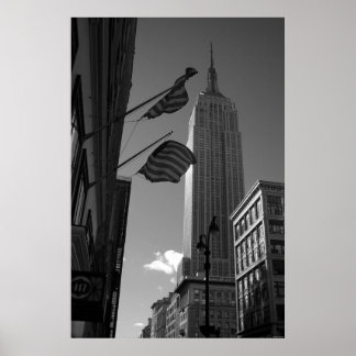 Empire state Bldg med flaggor Poster
