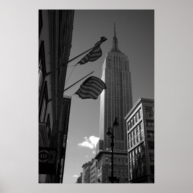 Empire state Bldg med flaggor Poster (Framsidan)