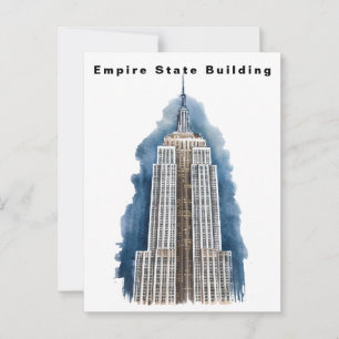 Empire State Building New York Akvarell Vykort