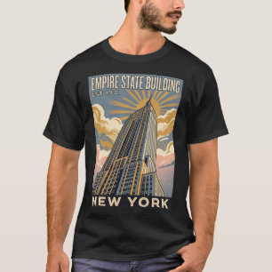 Empire State Building New York Vintage Resa Plakat T Shirt
