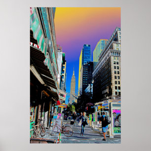 Empire State Bygger från 42:a St New York Poster