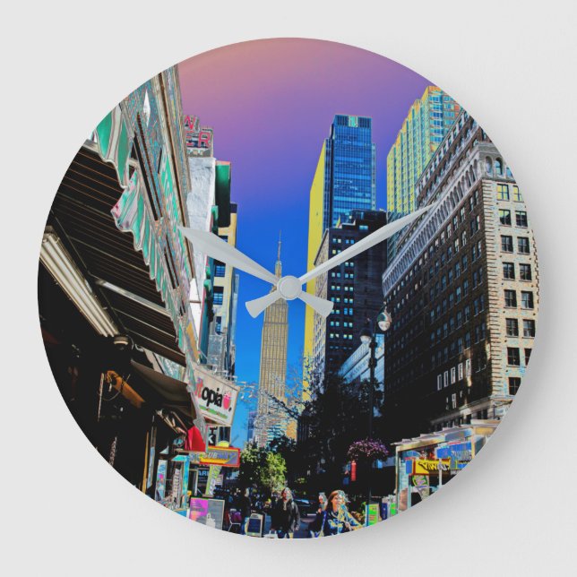 Empire State Bygger från 42:a St New York Poster Stor Klocka (Framsida)