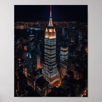 Empire state Bygger upp det på natten Poster