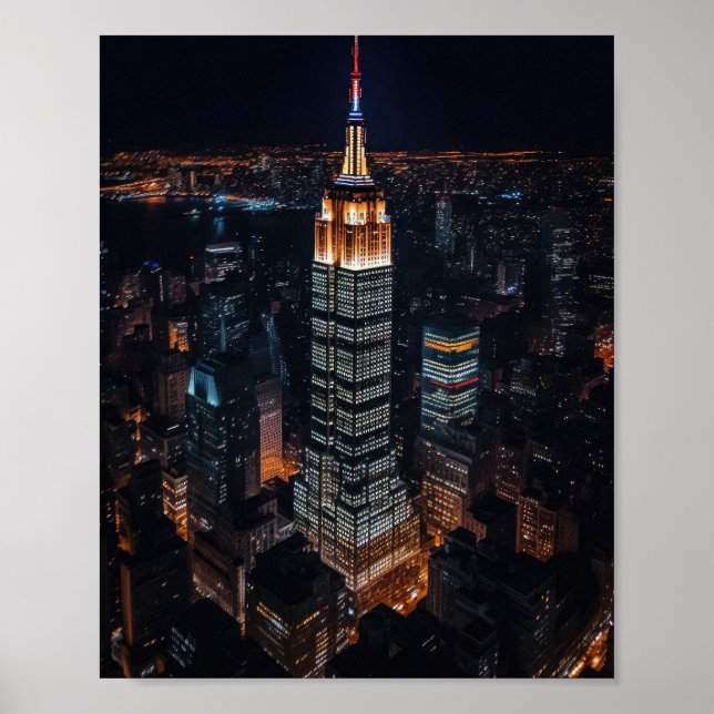 Empire state Bygger upp det på natten Poster (Framsidan)