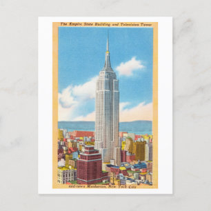 Empire state Byggnad, New York, Vintage resor Vykort