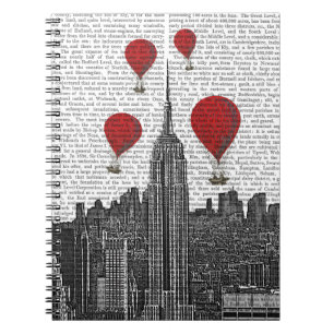 Empire state Byggnad och Röda Luftballonger Anteckningsbok
