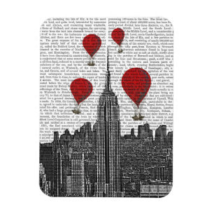 Empire state Byggnad och Röda Luftballonger Magnet