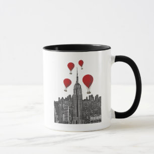 Empire state Byggnad och Röda Luftballonger Mugg