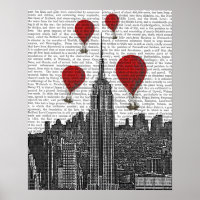 Empire state Byggnad och Röda Luftballonger