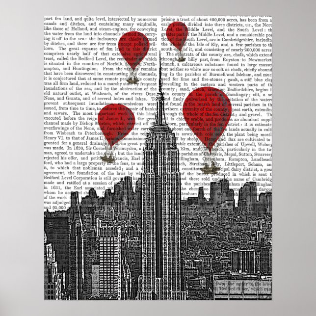 Empire state Byggnad och Röda Luftballonger Poster (Framsidan)