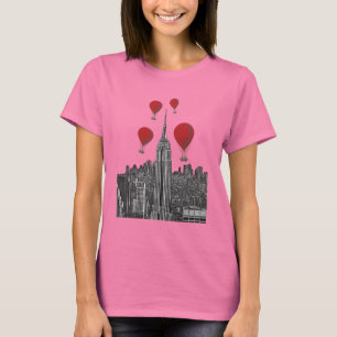 Empire state Byggnad och Röda Luftballonger T Shirt