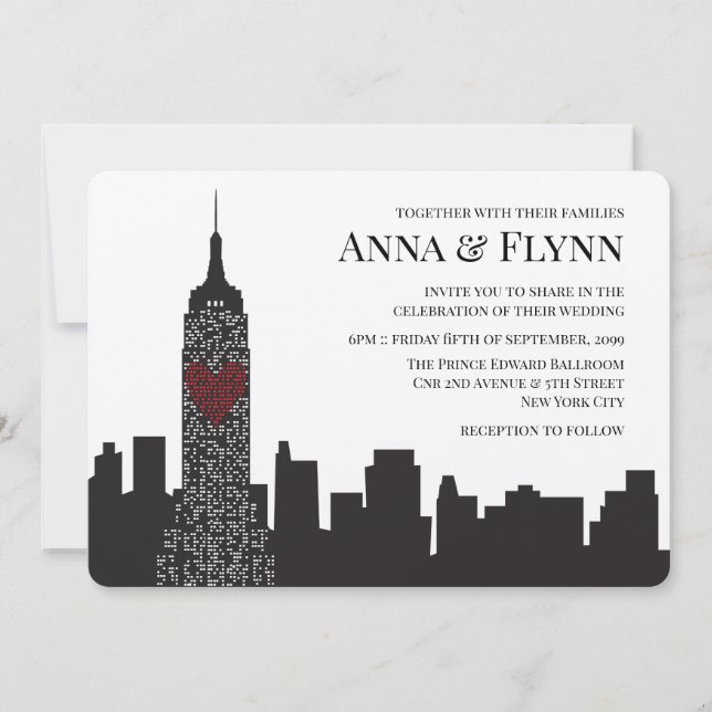 Empire state New York City Skyline Cityscape Party Inbjudningar (Framsida)