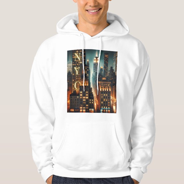  Empire State Skyline Hoodie: NYC Skyscrapers Hoodie (Framsida)