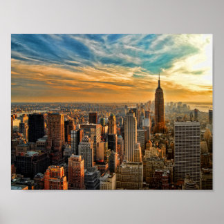 Empire state Sunset i New York City Poster