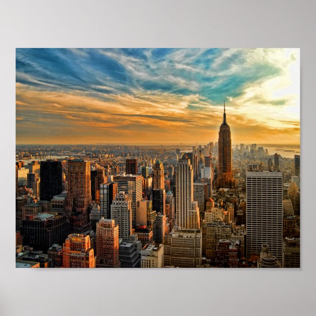 Empire state Sunset i New York City Poster (Framsidan)