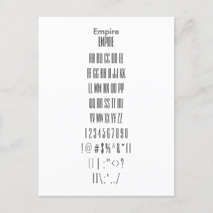 Empire - Zazzle Font Sampler Lakan Vykort