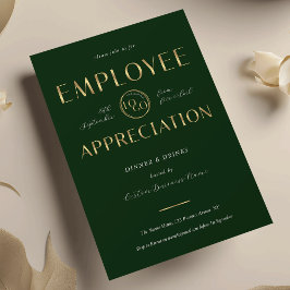 Employee Appreciation Green & Gold Logo Business Inbjudningar