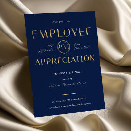 Employee Appreciation Navy & Gold Logo Business Inbjudningar