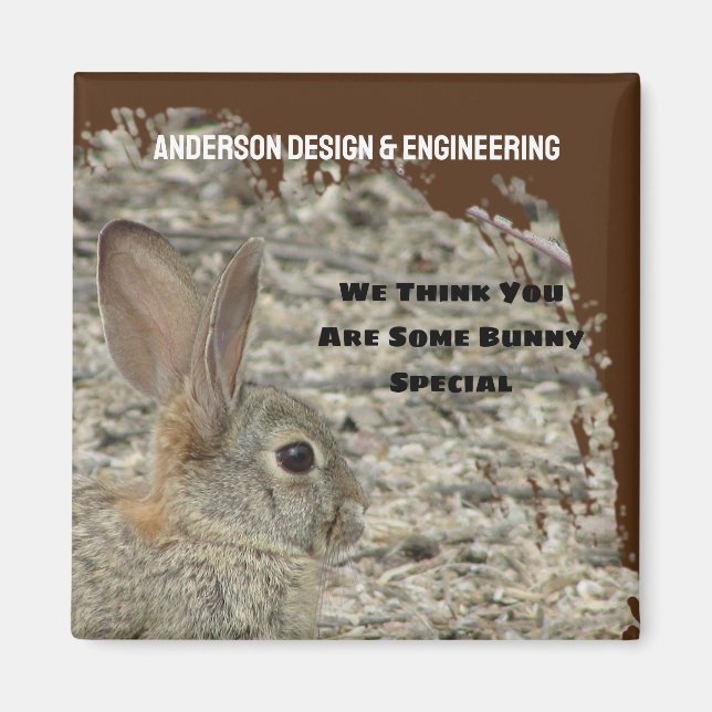 Employee Apprecition Humous Bunny Pun Business Magnet (Framsidan)