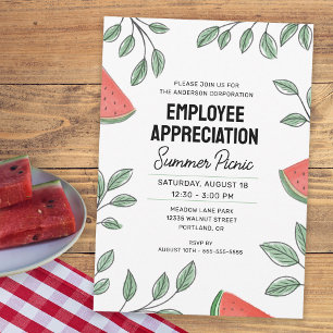 Employee Apprecition Summer Picnic Watermelon Inbjudningar
