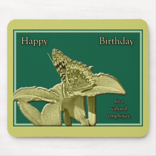 Employee Birthday Butterfly Mousepad Musmatta (Framsidan)