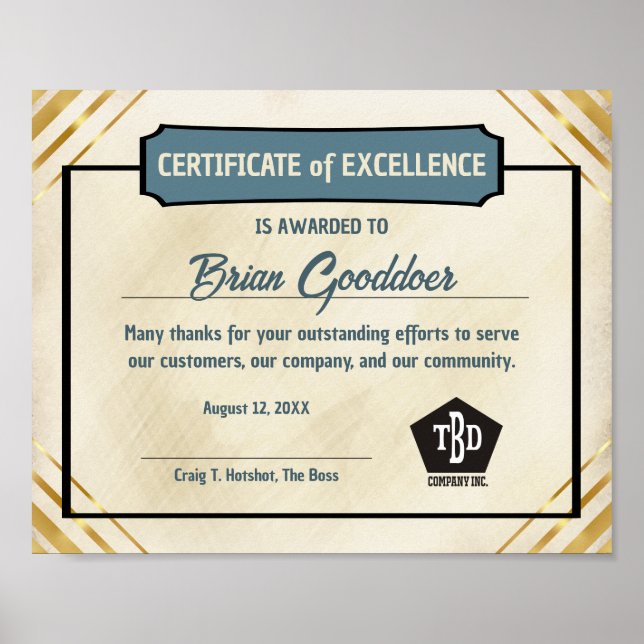Employee volunteer excellence award certificate poster (Framsidan)