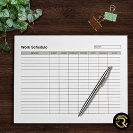 Employee Work Schedule  Anteckningsblock