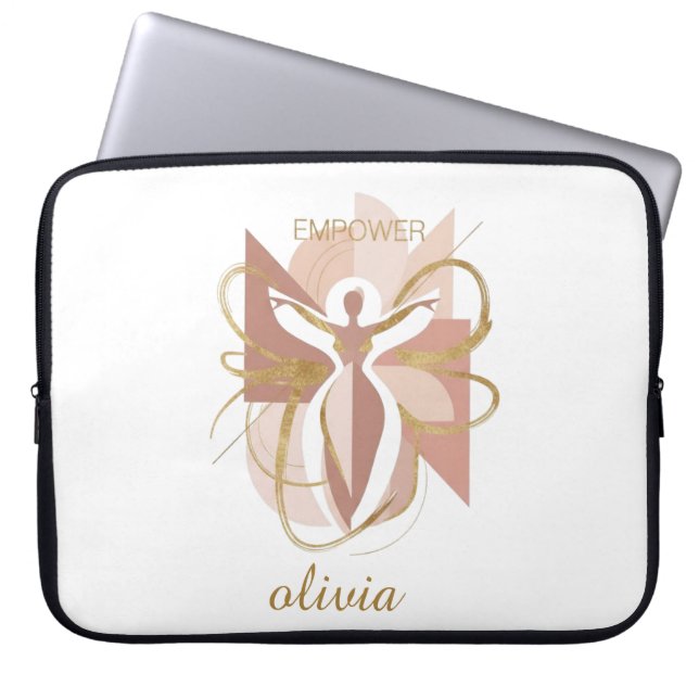 Empower Abstract Golden Woman Silhouette Art Laptop Fodral (Framsidan)