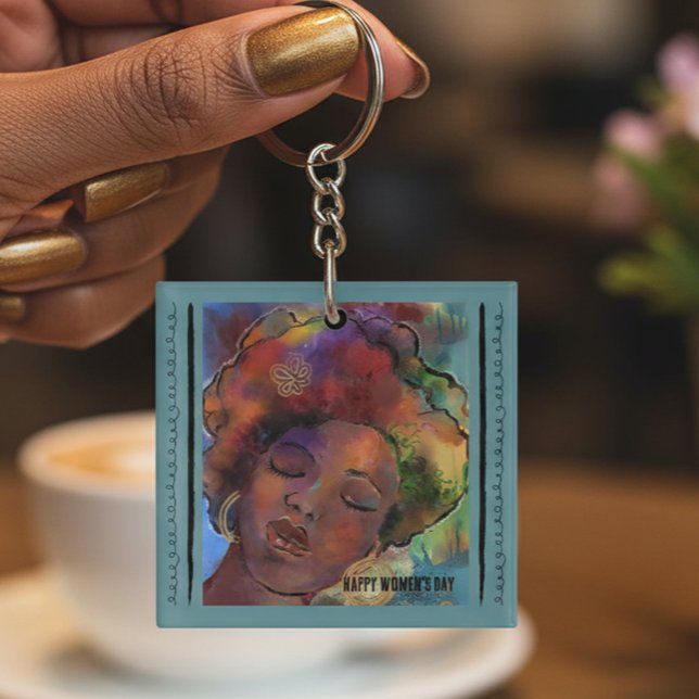 "Empower Women" Black Woman Art Acrylic Keychain ("Empower Women" Black Woman Art Acrylic Keychain)