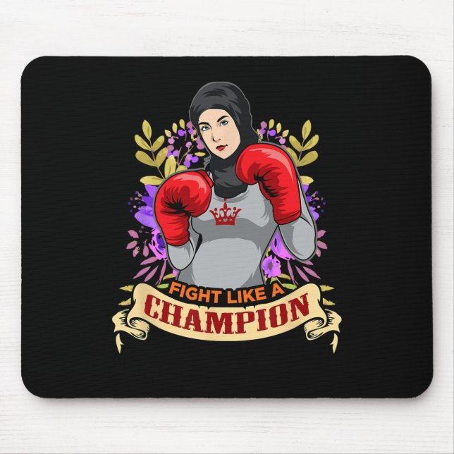 Empowerad arabisk hijab kvinna boxning kickboxning musmatta (Framsidan)
