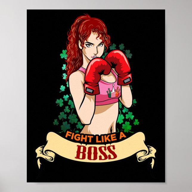 Empowerad stark irländsk kvinna boxning kickboxnin poster (Framsidan)