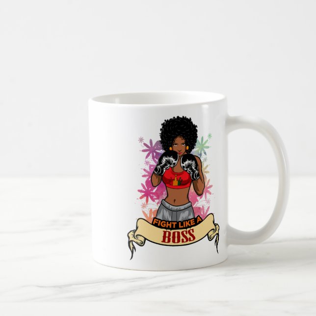Empowerad svart kvinna boxning magi kickboxning fl kaffemugg (Höger)