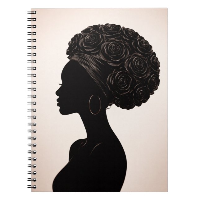 Empowered Black Woman Silhouette Journal Anteckningsbok (Framsidan)