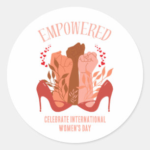 EMPOWERED Fists Stiletto Internationell Women's Da Runt Klistermärke