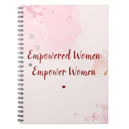 Empowered Women Rosa Akvarell Blommig Kvinnodagen Anteckningsbok